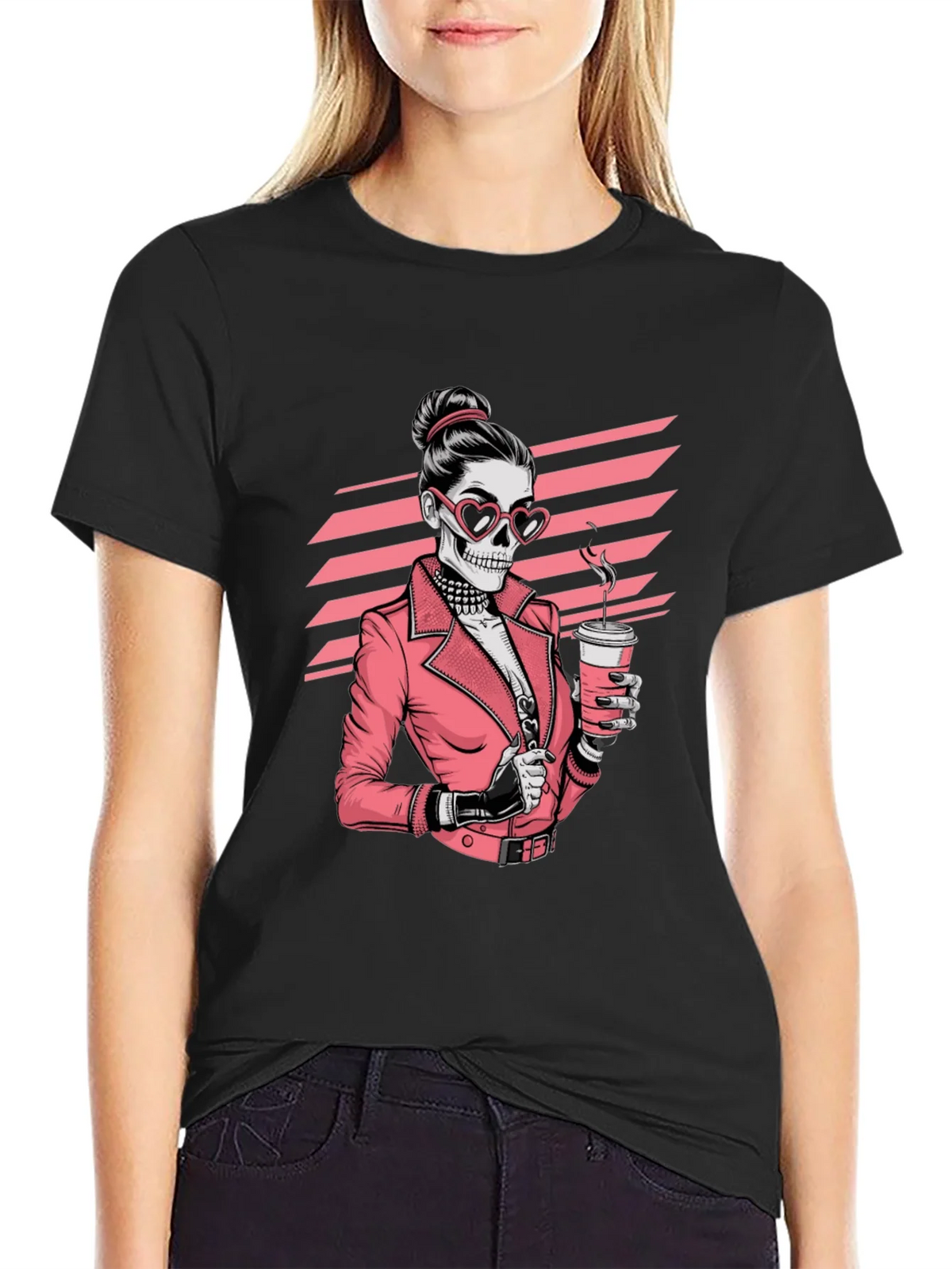 Skull Coffee Lover Graphic Tee - Black T-Shirt product image 5