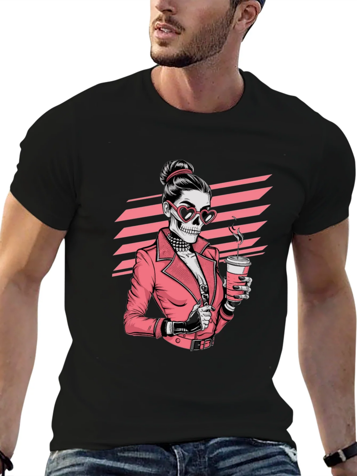 Skull Coffee Lover Graphic Tee - Black T-Shirt product image 9
