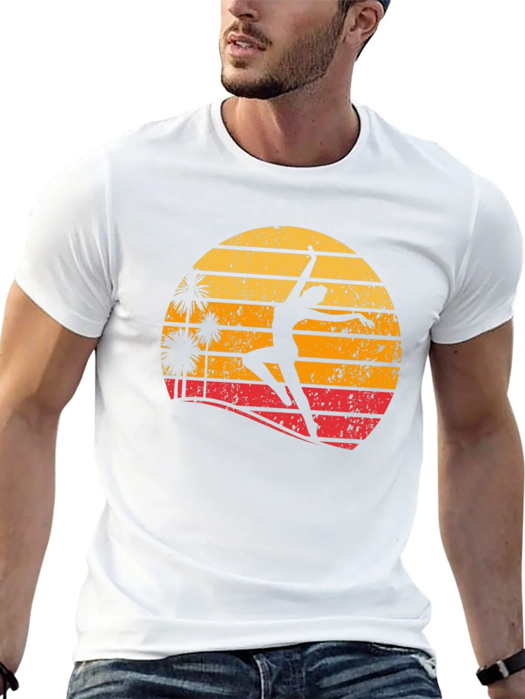 Retro Sunset Dancer Graphic Tee - Black product image 4