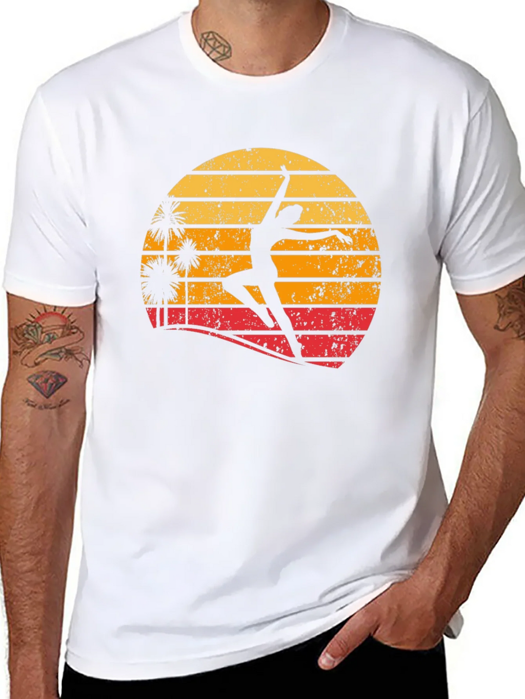 Retro Sunset Dancer Graphic Tee - Black product image 10