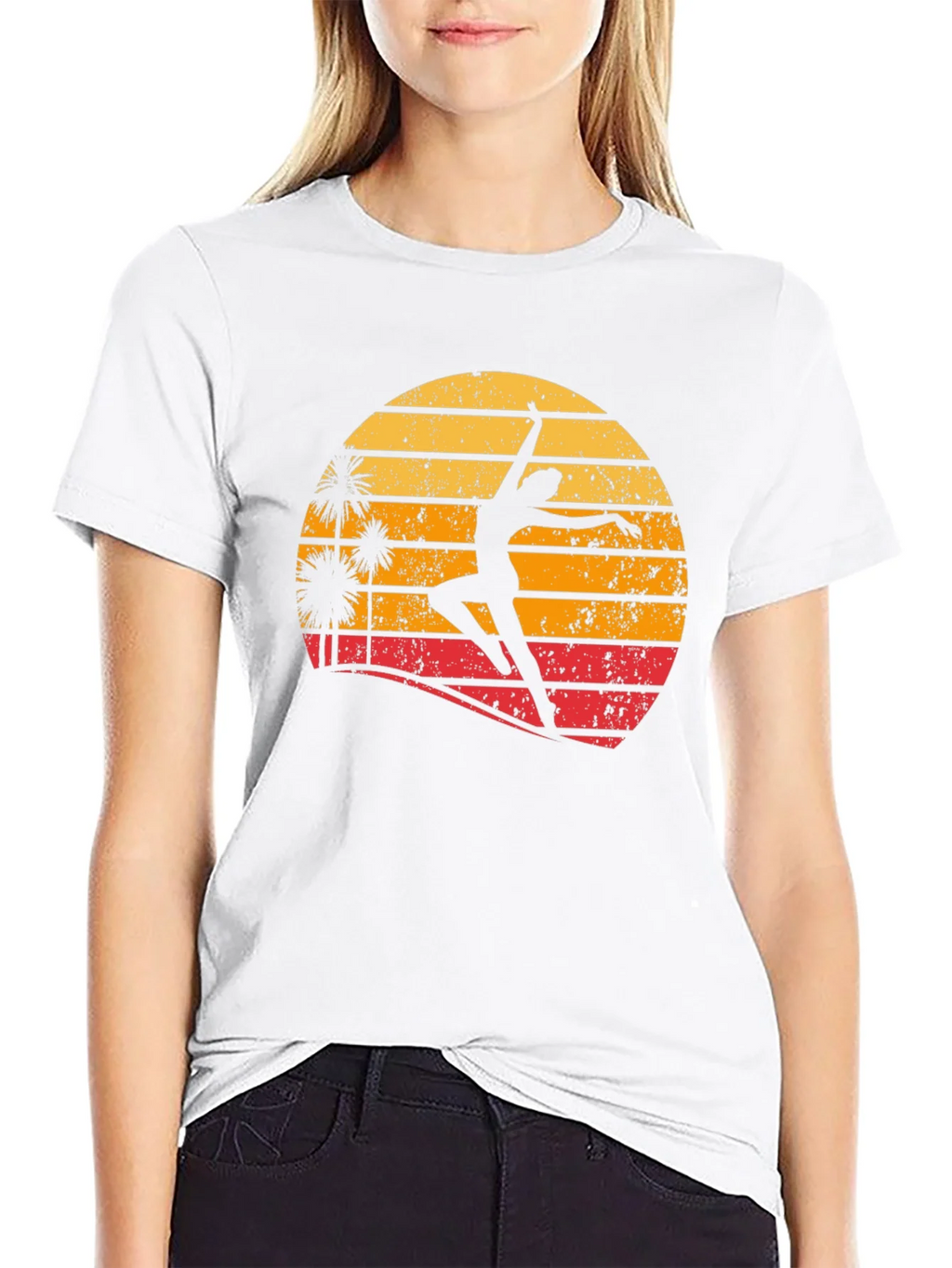 Retro Sunset Dancer Graphic Tee - Black product image 11