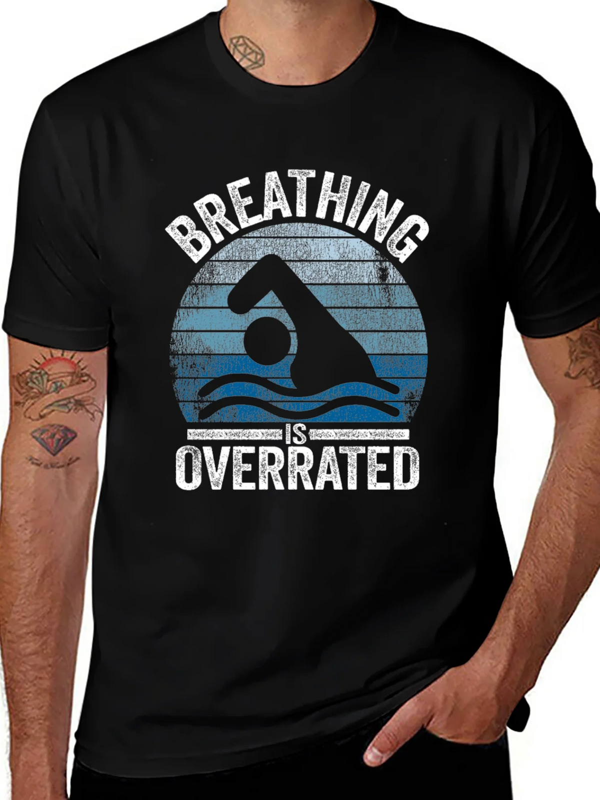 Breathing Is Overrated Swimmer Graphic T-Shirt product image 1