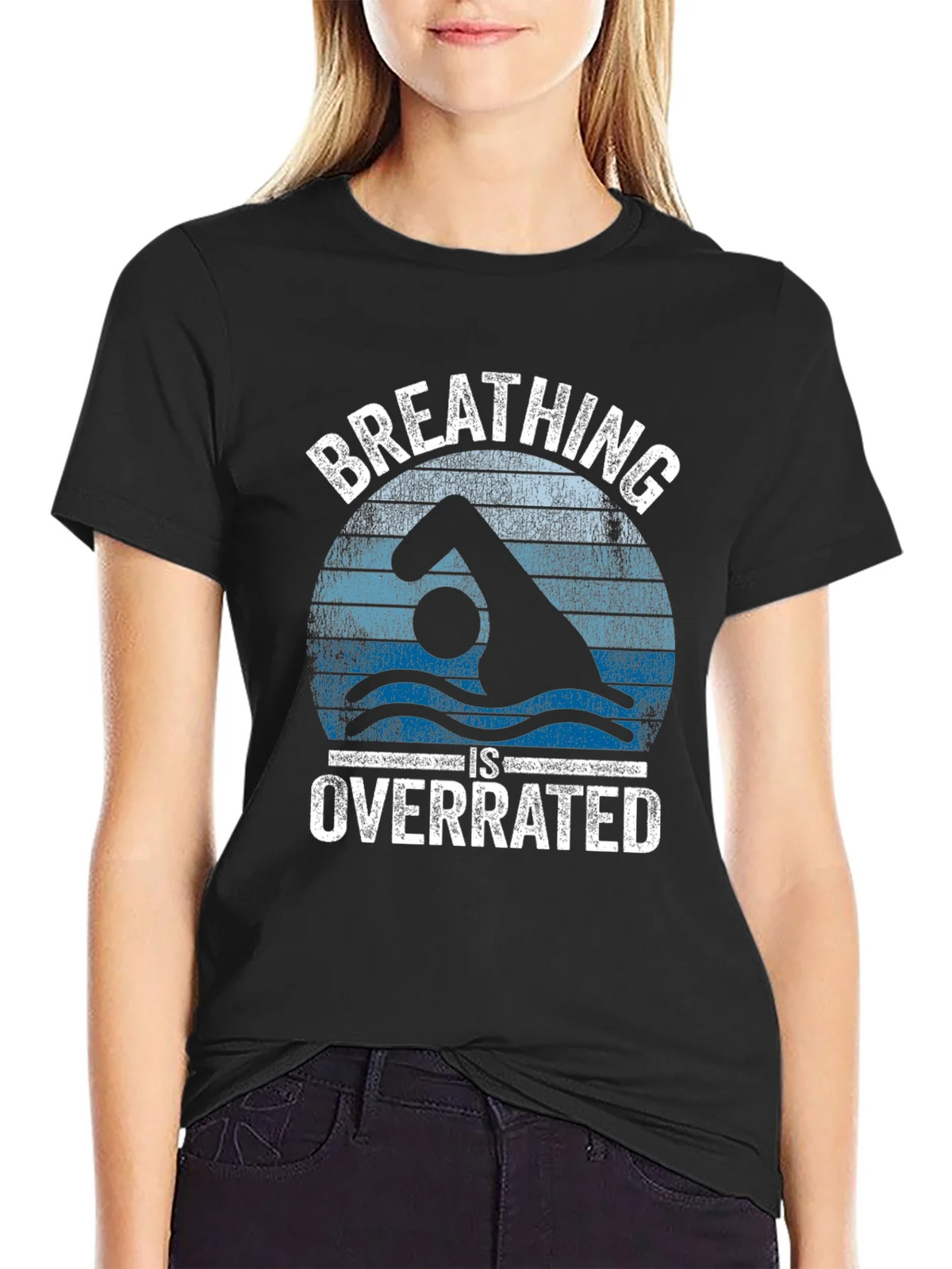 Breathing Is Overrated Swimmer Graphic T-Shirt product image 5