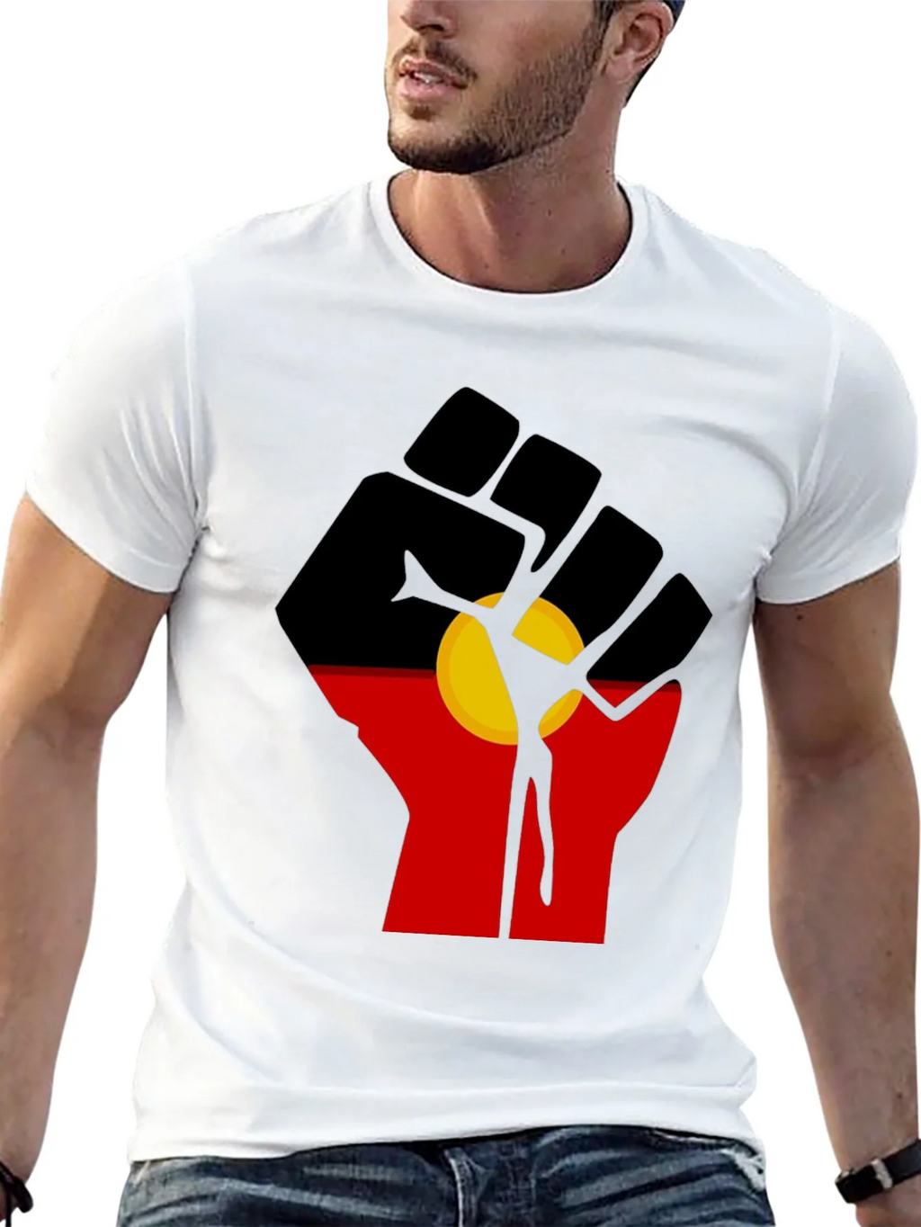 Aboriginal Flag Fist T-Shirt product image 4