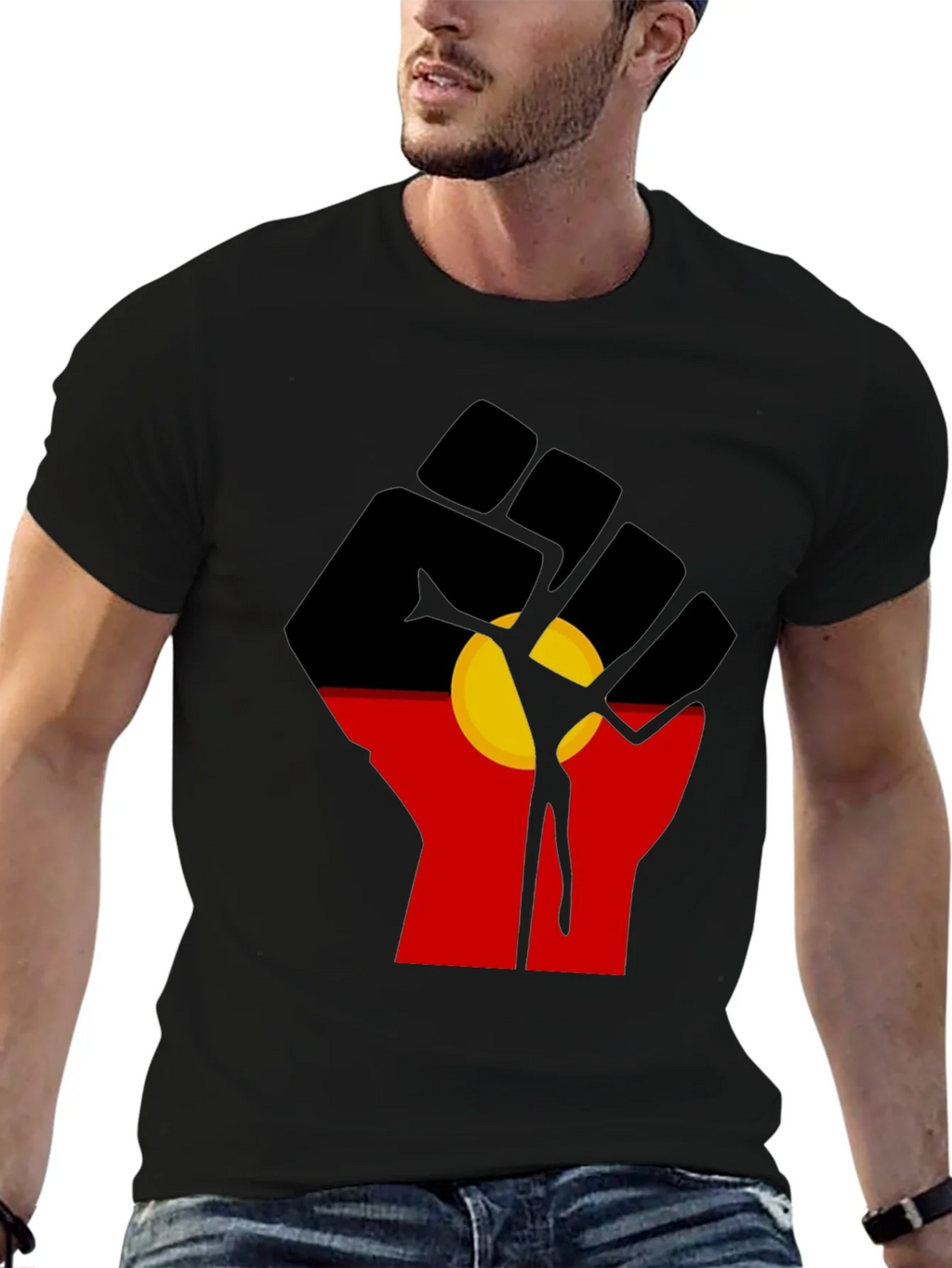 Aboriginal Flag Fist T-Shirt product image 9