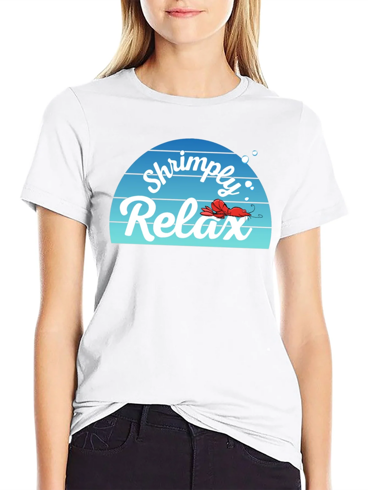 Shrimply Relax T-Shirt - Comfy Black Tee with Funny Graphic product image 11
