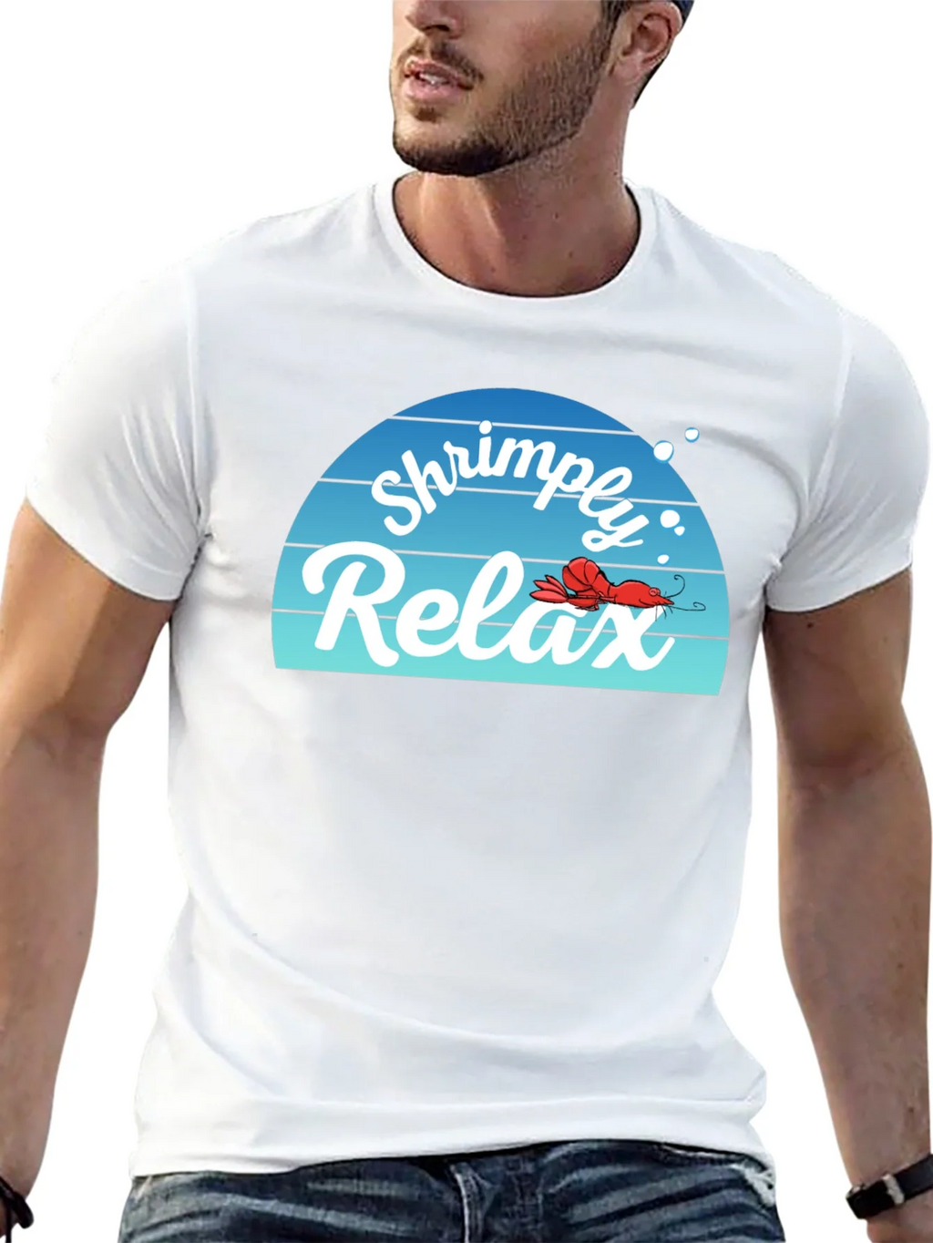 Shrimply Relax T-Shirt - Comfy Black Tee with Funny Graphic product image 4