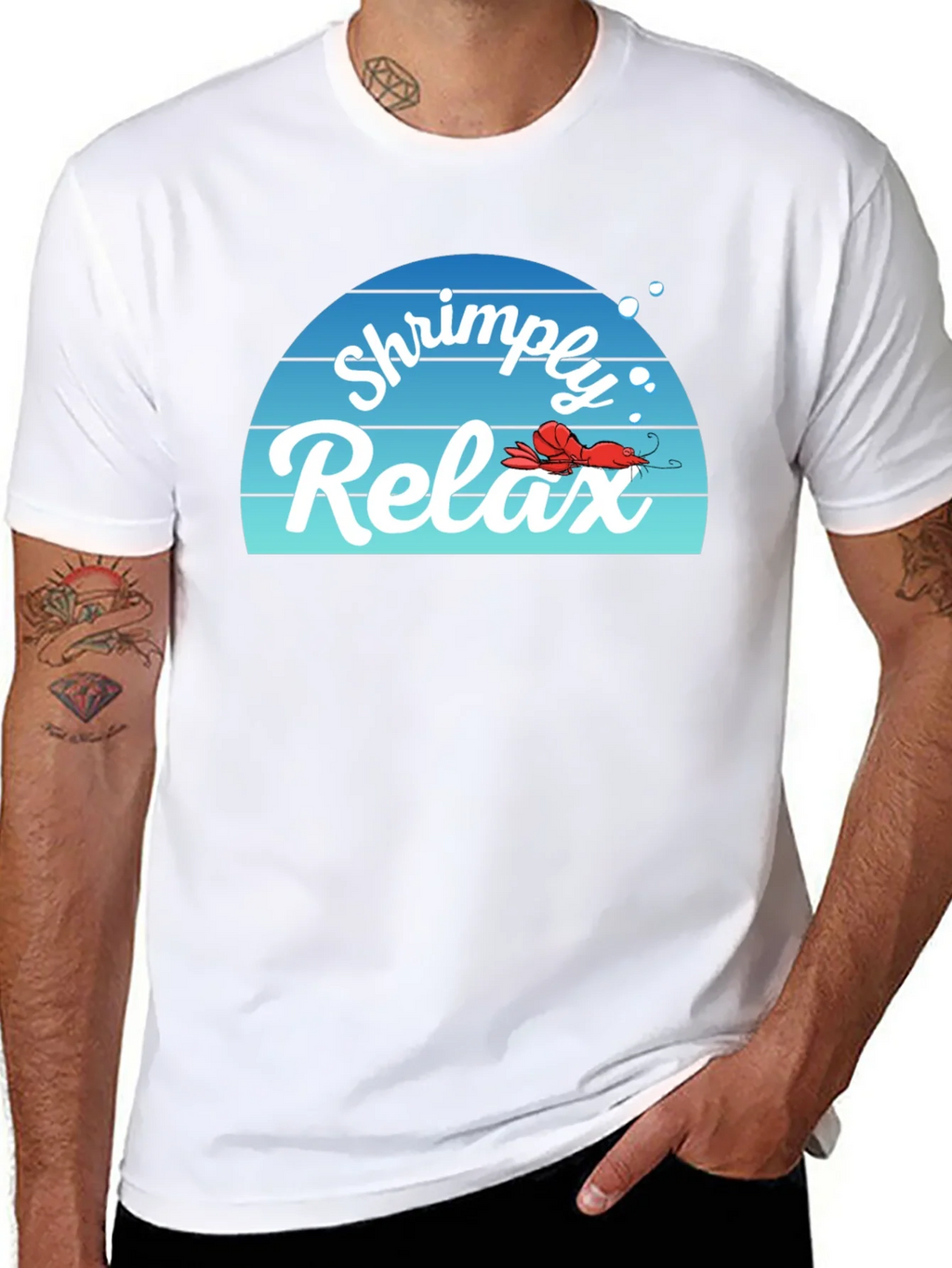 Shrimply Relax T-Shirt - Comfy Black Tee with Funny Graphic product image 10